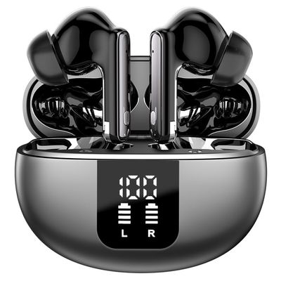 Ear Buds Wireless Earbuds - Bluetooth 5.3 Headphones (48H Playback) Built in Mic with LED Display Charging Case, IP7 Waterproof Earphone for iPhone Andriod Phones Laptop Sports Workout (Black)