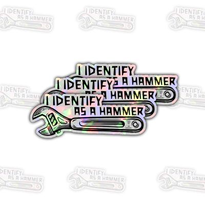 3Pcs I Identify As A Hammer Sticker Funny Hammer Mechanic Wrench Carpenter Gift I Identify As A Hammer Stickers Construction Worker Blue Collar Decal for Laptop Bottle Toolbox Phone Car 3" (H1 HO)