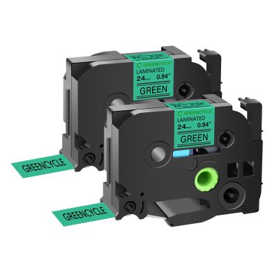 GREENCYCLE TZe-751 24mm 0.94 Laminated Green Label Maker Tape Compatible for Brother P-Touch TZ-751 TZe751 Black on Green TZe TZ Tape for PT-D600 PT-D610BT PT-P700 PT-P710BT,2 Pack