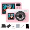 Waterproof Underwater Camera for Snorkeling, 10FT Floating Small Water Proof Camera with Dual Screens, 18X Zoom, Fill Light, Autofocus, for Swimming, Kayaking, Teens, Adults (Pink 32G) view 1