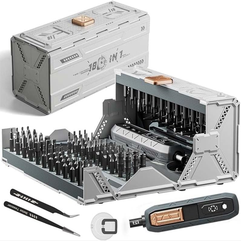 180 in 1 Precision Electric Screwdriver Set with Pick-up Screwdriver Bits, Magnetic Repair Tool Kit for PC,Computer,Laptop,Phone,Watch,PS5,Camera (Manual Set)