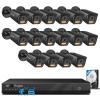 PANOOB 16 Channel Security Camera System, 16CH NVR & 4TB HDD, 16X 5MP PoE Commercial IP Bullet Camera, Smart Color Night Vision, 2 Way Audio, AI Human Vehicle Detection, Remote Access, PB65B1616-5MD view 1