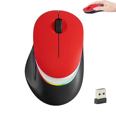 Wireless Bluetooth Mouse, Ergonomic Dual-Mode Rechargeable Silent Portable Mouse with RGB Gradient Breathing Light, for PC Laptop Tablet Computer, Office School Home Adult Student Kids Gift(Red)