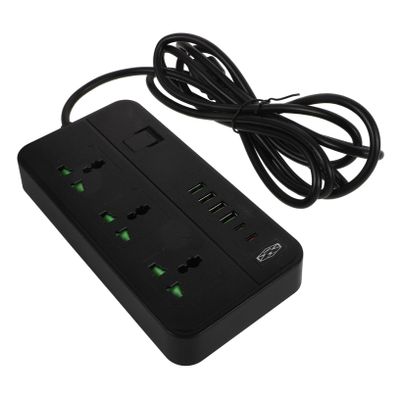 ELAYARD Five Outlet USB Power Strip Fast Charging Extension Cord with Surge Protection US Plug Materials for Home Office and Daily Use