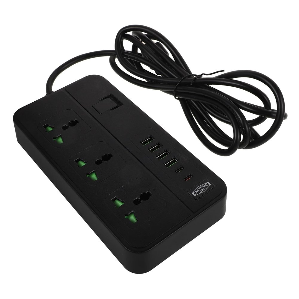 ELAYARD Five Outlet USB Power Strip Fast Charging Extension Cord with Surge Protection US Plug Materials for Home Office and Daily Use