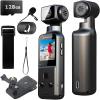 YONDENE Body Camera 5K with External Microphone, Video & Audio Mini Vlog Camera with 270 Rotated Lens, Pocket Cam for Sport, Outdoor, Riding, Travel, 128GB Included view 1