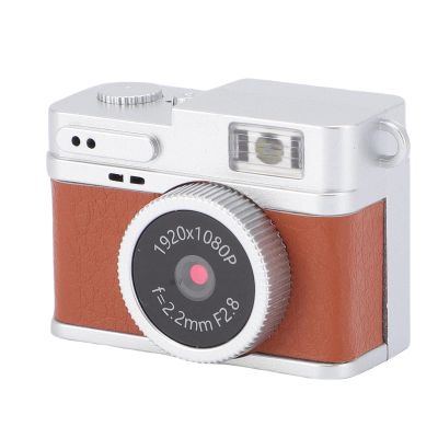 Zopsc Small Keychain Camera, 1080P HD 2MP 0.96in Color Screen, 32GB Built in Memory, 4 Filters and LED Flash, Retro Mini Camera for Travel (Brown)
