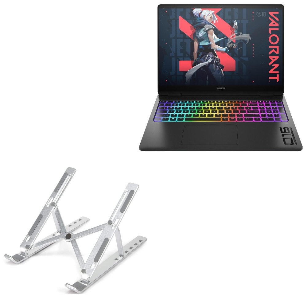 BoxWave Stand and Mount Compatible with HP OMEN MAX 16 - Compact QuickSwitch Stand, Portable Multi Angle Viewing Foldable Riser - Metallic Silver