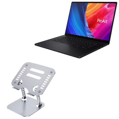 BoxWave Stand and Mount Compatible with ASUS ProArt P16 (H7606) - Executive VersaView Laptop Stand, Ergonomic Adjustable Viewing Angle Metallic Riser - Metallic Silver
