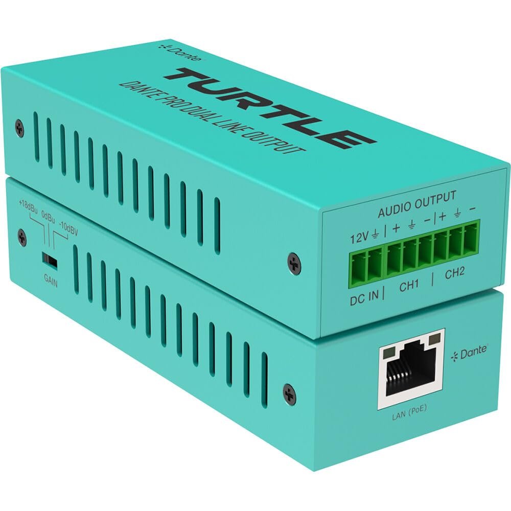 Turtle AV Pro Dual-Channel Analog Euroblock Line Input to Dante Output Adapter