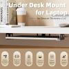 PEWORIGLEE Under Desk Laptop Mount - Metal Under Desk Shelf Holder with Anti-Scratch, Laptop Wall Holder for Keyboard, Devices Thickness <1.6'' (White) view 2