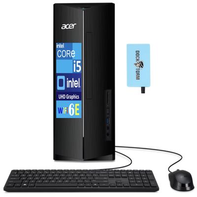 acer Aspire TC-1785-UA92 Student & Business Desktop (Intel i5-14400, 8GB DDR5, 256GB SSD + 2TB HDD, Intel UHD, 300W PSU, WiFi 6E, Bluetooth 5.3, RJ-45, 2 HDMI, Win 11 Home) w/DKZ USB Port Expander