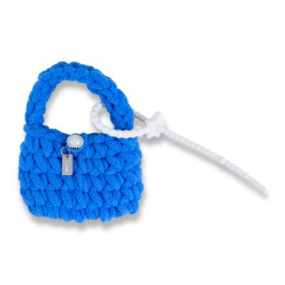 Sonix Knit Earbud Pouch | Crochet Keychain Storage Case Cover Bag Charm for AirPods with Removable Silicone Loop Accessory | Blue
