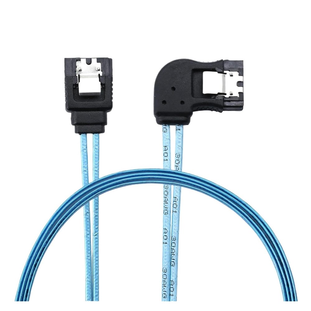 0.5M SATA Data Cable,Right Degree Serial ATA III 12 Gbps 7pin Female to Female Flat Data Cord with Locking Latch for SATA HDD