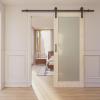80" Frosted Glass Solid Pine Wood Sliding Barn Door with Installation Hardware Kit(No Assembly Required)36"x80" view 1
