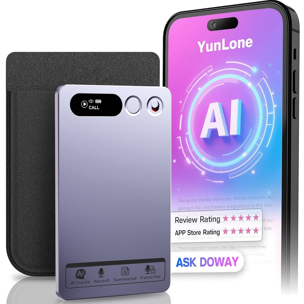 AI Voice Recorder, Note Voice Recorder Transcribe & Summarize with AI Technology, App Control Supports 152 Languages, Magnetic Case 64GB Memory Audio Recorder for Lectures, Meetings, Interviews, Calls