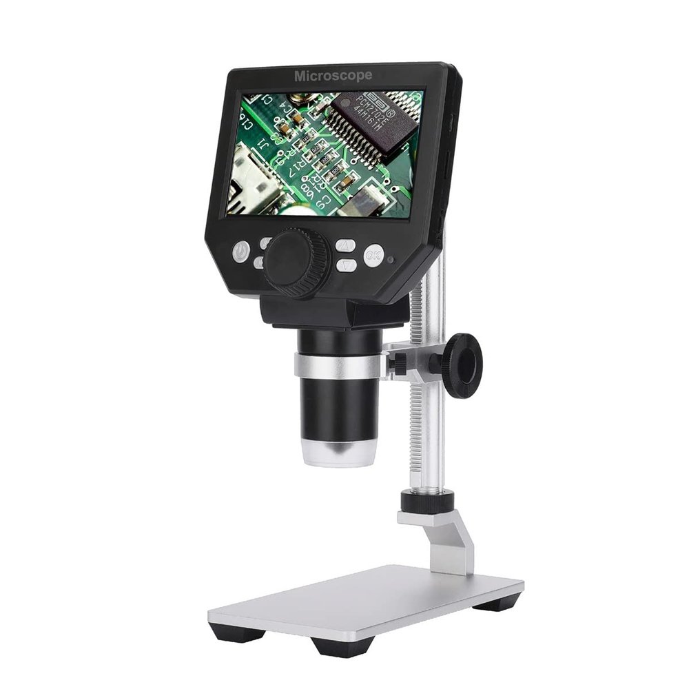 DFEDHF Microscope Accessories kit Slide Preparation camer 1000x 2.0MP USB Digital Microscope Electronic 4.3" Large Base LCD Display 8MP 1-1000X Continuous Magnifier Microscope A