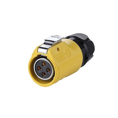 PSKQHIRA LP-20 Female Male Waterproof Aviation Plug Socket 4-pin Yellow Reverse IP68 Connector UL(Female Plug)