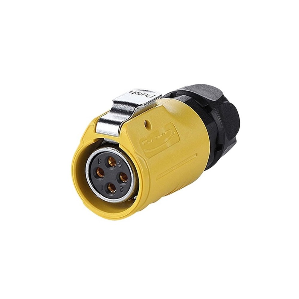 PSKQHIRA LP-20 Female Male Waterproof Aviation Plug Socket 4-pin Yellow Reverse IP68 Connector UL(Female Plug)