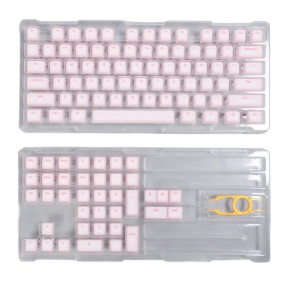 Aurovibe 113 Keys PBT Keycaps Set, DIY Mechanical Keyboard Accessory, Original Height, Mute Design, Compatible with Most 61 108 Keys Keyboards, Premium Silicone and PBT Material (Pink)