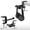 SPONGL Gaming Headphone Stand Metal Headsets Hanger Hook Holder Adjustable Rotatable Arm Clamp Under Desk Space Save Clip Mount view 4