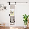 80'' Glass Mirrored Solid Manufactured Wood with Installation Hardware Kit Barn Door(No Assembly Required)24"x80" view 2