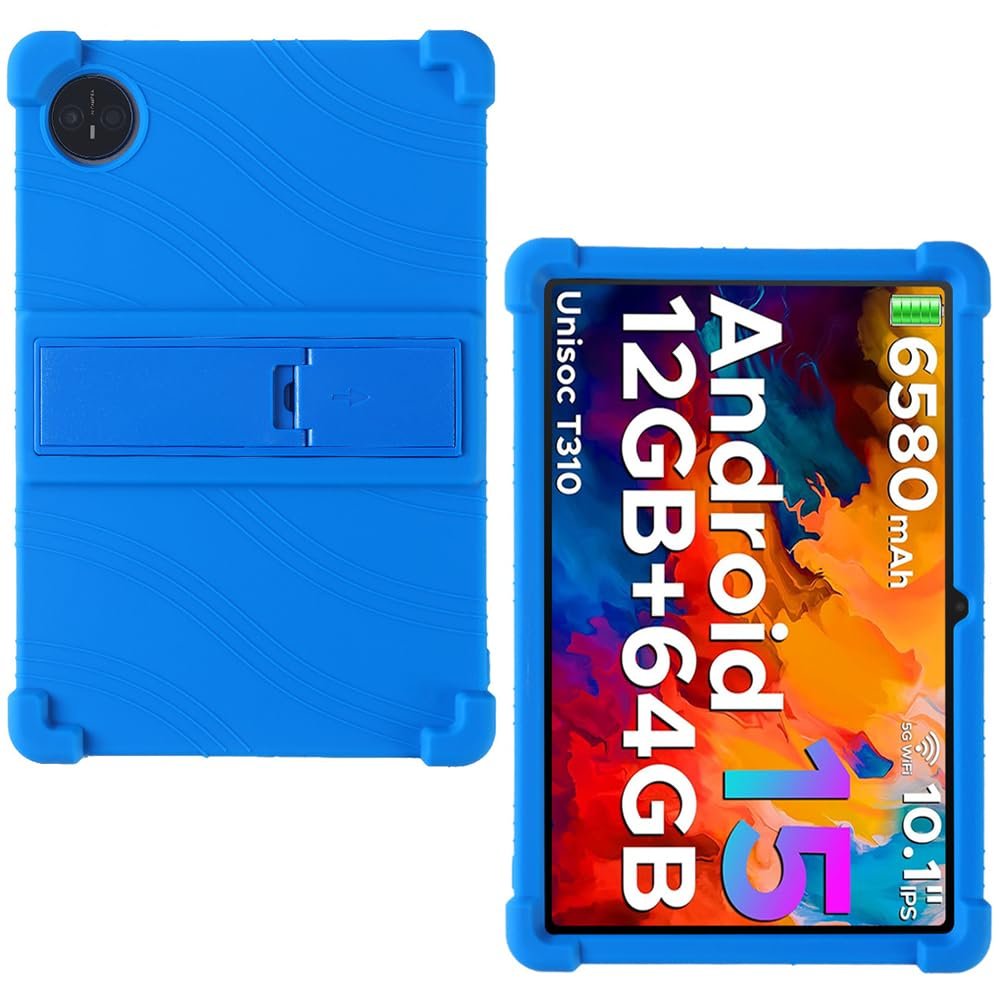 AKNICI Case for DOOGEE Tab A9 / DOOGEE Tab A9 Pro Tablet 10 Inch, Soft Silicone Heavy Protective Cover with Adjustable Kickstand, Blue