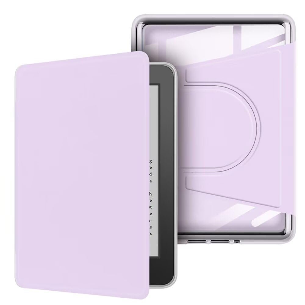 360 Rotating Magnetic Detachable Case with Stand & Auto Wake/Sleep for Kindle 10th Generation 6" (2019 Release) - Clear Back Cover, Purple