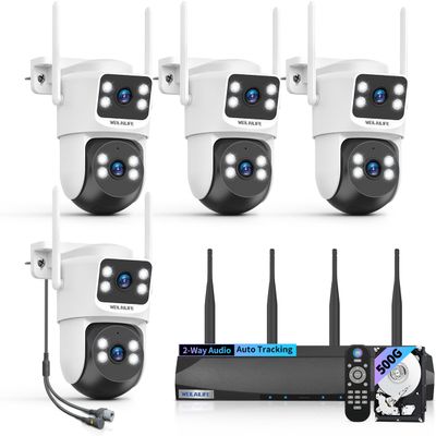 2-Way Audio & 360 View 4MP PTZ Security Cameras Wireless Outdoor, WiFi Home Security Camera System, Video Surveillance DVR Kits
