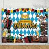 10x8 feet German Oktoberfest Decoration Party Banner with Bavarian Band Muffins and Beer Glasses Blue and Yellow Oktoberfest Banner view 2