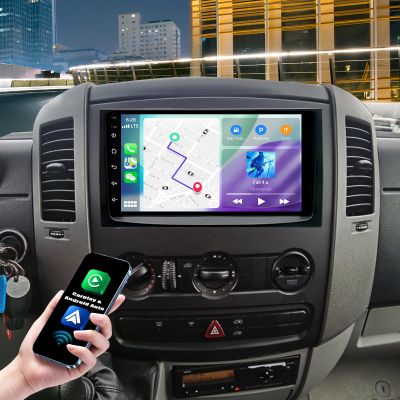 9'' Car Radio Stereo for Mercedes-Benz Sprinter 2006-2017 Double Din HD Touch Screen Car Audio Receiver with Carplay Android Auto, GPS Navigation WiFi Frequency Modulation Bluetooth DSP Camera MIC