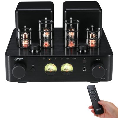 Juson Audio JTA50 2025 130W Tube Amplifier Entry-Level HiFi Amp with BT 5.0, Remote,AUX,Coax, Phono and USB in,Subwoofer Out,2.1CH for Turntable