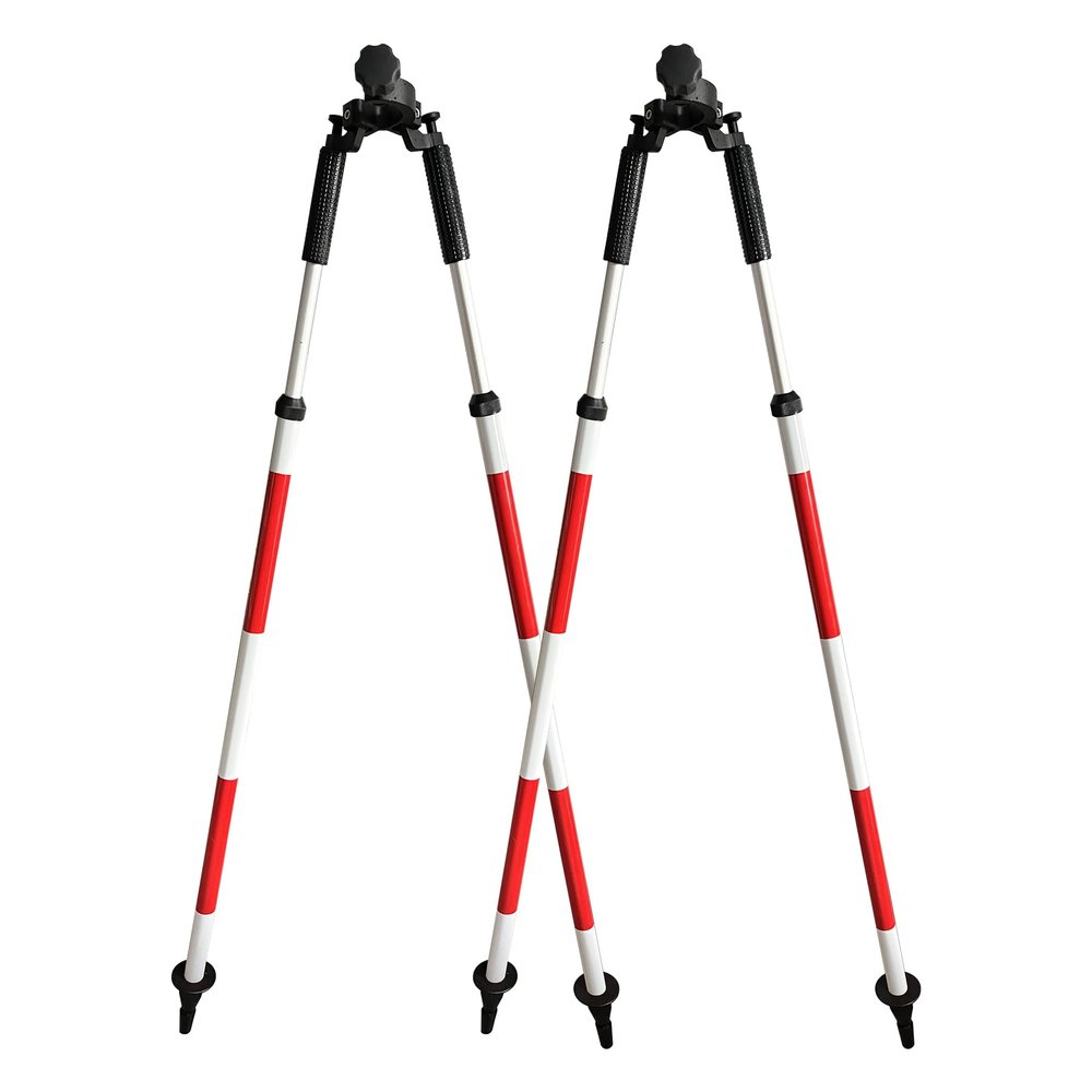 2 Pack Telescopic Bipod GPS Rover Rod Bipod for RTK GNSS Total Station, Mini Prism Pole Bipod Monopods Surveying (Red & White)