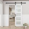 5-Lite Frosted Glass White Primed Sliding Barn Door with Installation Hardware Kit(No Assembly Required)32"x80" view 1