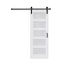 5-Lite Frosted Glass White Primed Sliding Barn Door with Installation Hardware Kit(No Assembly Required)32"x80" view 2