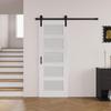 5-Lite Frosted Glass White Primed Sliding Barn Door with Installation Hardware Kit(No Assembly Required)32"x80" view 3