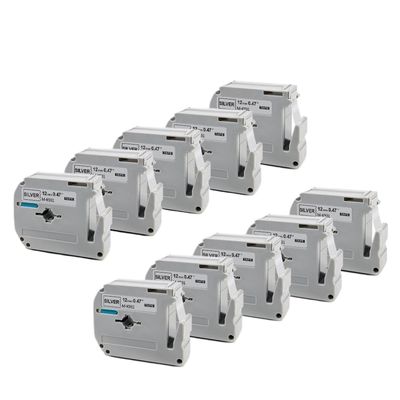 10PK Black On White M-K231 Compatible Labels 12mm Labeling Tape Works with MK 231 MK-231 Label Maker M Tape for Labeling Device(10PK-Black on Silver)