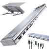 2025 Upgraded 8-in-1 USB-C Laptop Stand, with 4k HDMI, 2 USB 3.0, Pd 100w, Foldable Universal Station for All Laptop Brands, Plug and Play, Raise The Computer Base for Better Heat Dissipation view 1