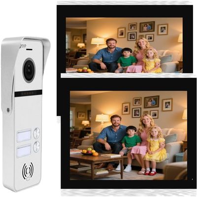 Wired Video Doorbell Intercom System 2 Units 10 Inches Touch Monitor Video Door Phone Kit,Support Monitoring,3 in 1 Unlock,2-Way Intercom for Apartment Home,Tuya (1 doorbell(w) + 2 Monitor(s))