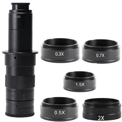 1pc Adjustable 120X 180X 300X Zoom C Mount 0.3X 0.5X 0.7X 1.5X 2X Barlow Glass Lens for Microscope Camera Objective Lens(300X-1.5X)