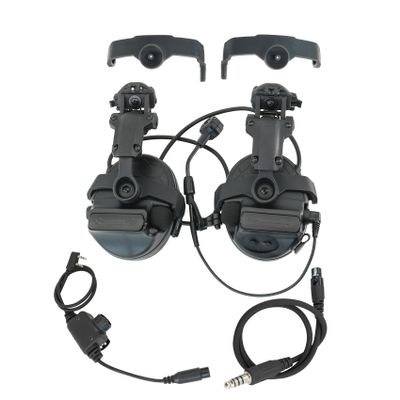 Hearangel Tactical Headset C5 PRO w/ARC Rail Adapter 2.0 Hearing Protection Sound Pickup U94 PTT Detachable Cable for Airsoft (Black)