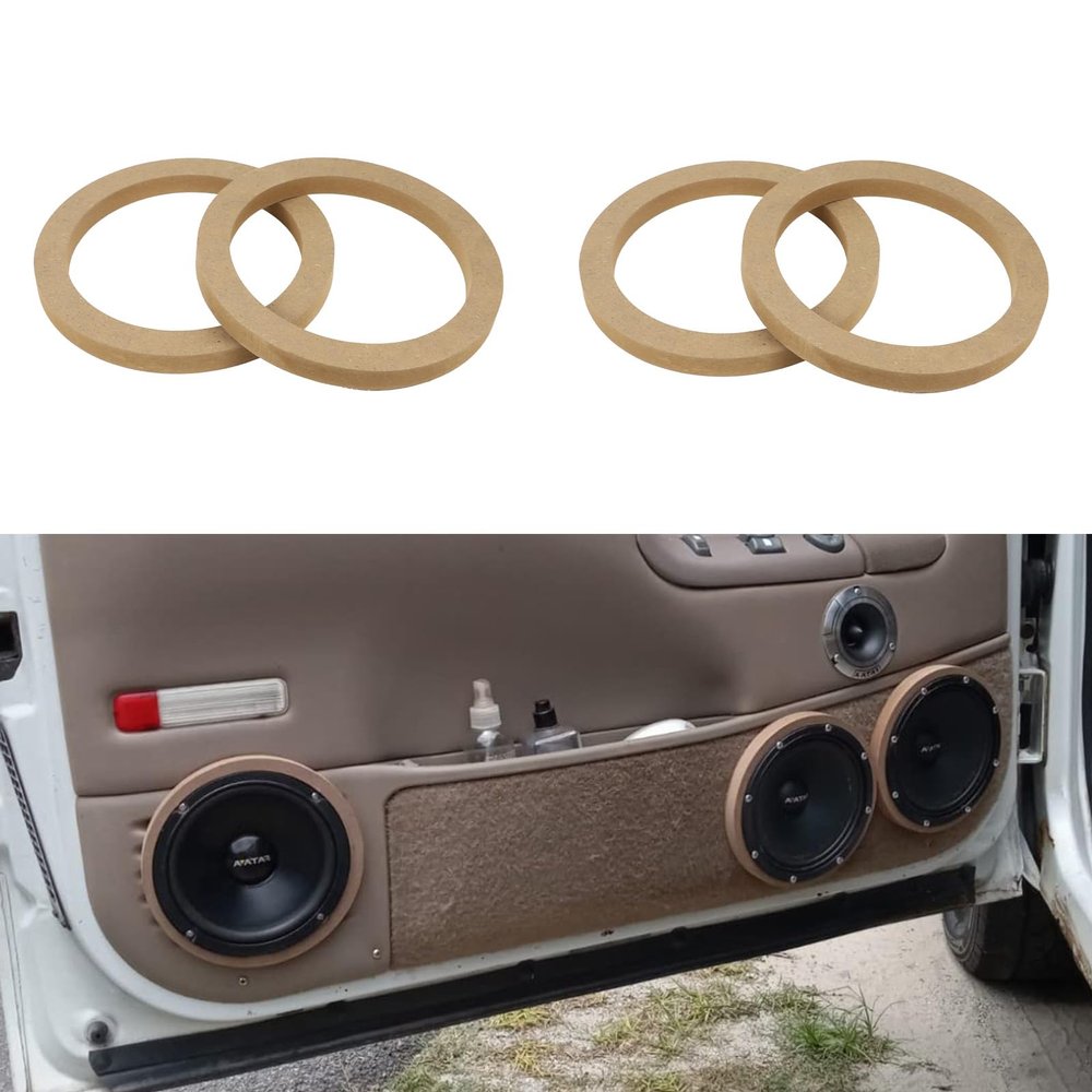 Hovom 4PCS 5" Wooden Speaker Spacer Rings, Universal Speaker 5 Inch Wooden Ring Spacer, MDF Wood Rings for Car Speakers, Subwoofer Mounting Spacers Ring Adapter Bracket Holder (5 inches)