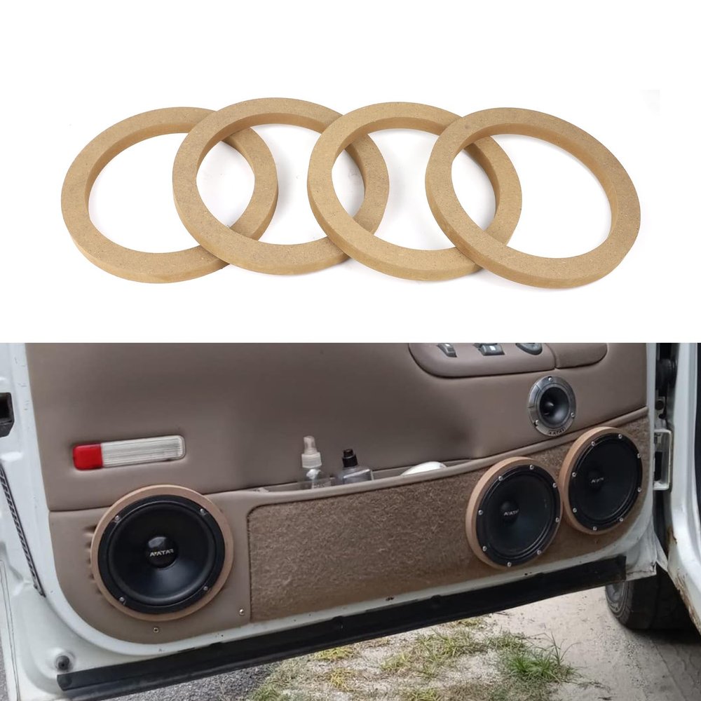 Hovom 4PCS 4" Wooden Speaker Spacer Rings, Universal Speaker 4 Inch Wooden Ring Spacer, MDF Wood Rings for Car Speakers, Subwoofer Mounting Spacers Ring Adapter Bracket Holder (4 inches)