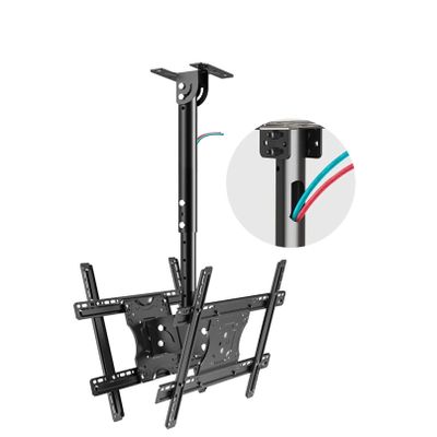 Tv Ceiling Mount Bracket - Adjustable Height Telescopic Tv Bracket, Tilt and Swivel Tv Ceiling Bracket, Fits Flat and Curved Ceilings