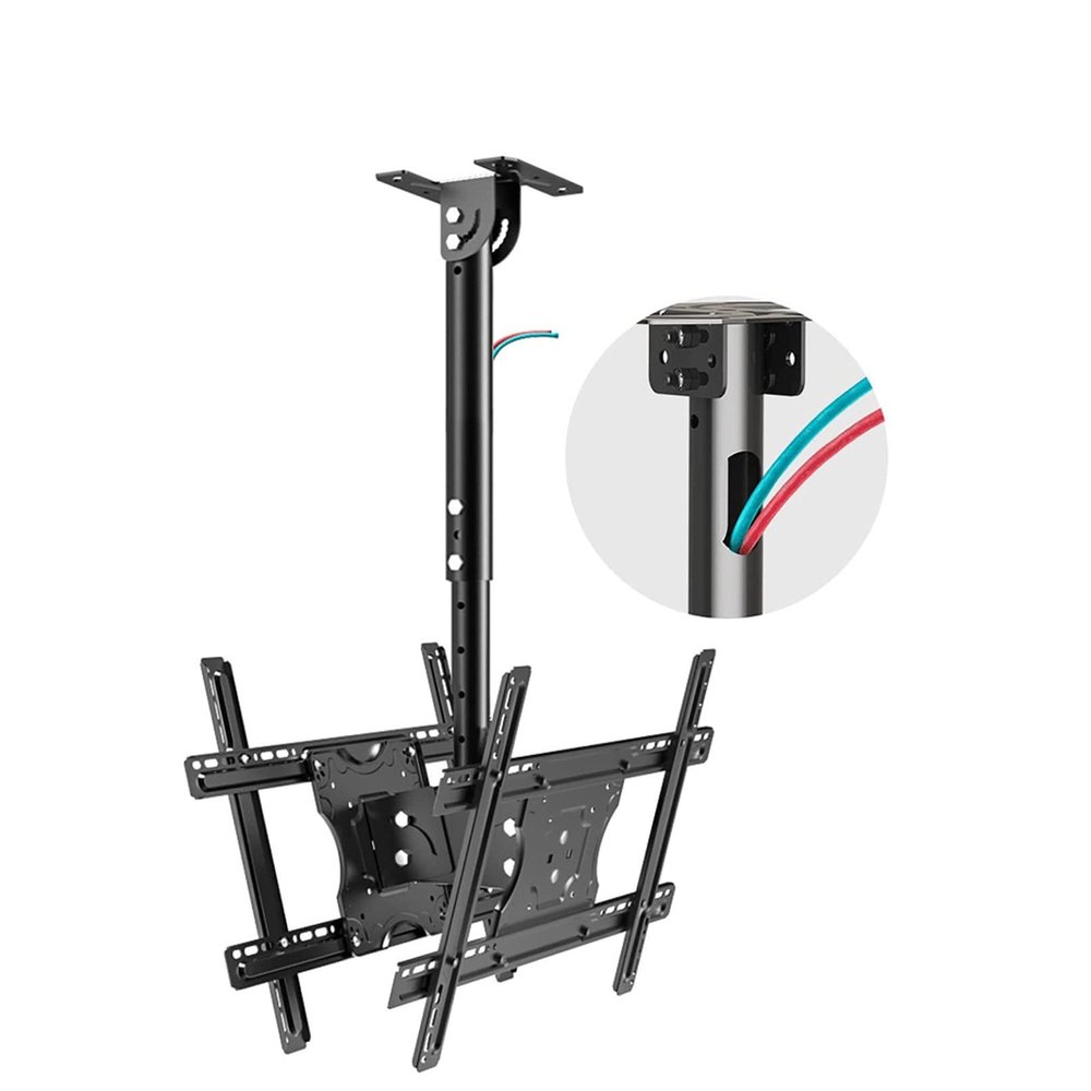 Tv Ceiling Mount Bracket - Adjustable Height Telescopic Tv Bracket, Tilt and Swivel Tv Ceiling Bracket, Fits Flat and Curved Ceilings