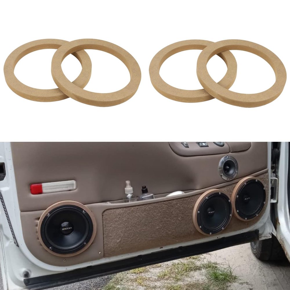 Hovom 4PCS 6.5" Wooden Speaker Spacer Rings, Universal Speaker 6.5 Inch Wooden Ring Spacer, MDF Wood Rings for Car Speakers, Subwoofer Mounting Spacers Ring Adapter Bracket Holder (6.5 inches)