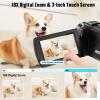 lovpo Camcorder Video Camera 4K HD 48MP Vlogging Camera for YouTube 3.0" Touch Screen Camcorder, 18X Digital Zoom Camera Recorder with Microphone, Stabilizer, Lens Hood, Remote and 2 Batteries view 3