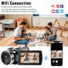 lovpo Camcorder Video Camera 4K HD 48MP Vlogging Camera for YouTube 3.0" Touch Screen Camcorder, 18X Digital Zoom Camera Recorder with Microphone, Stabilizer, Lens Hood, Remote and 2 Batteries view 4