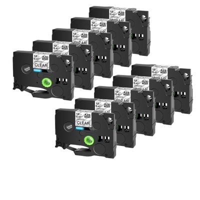 10PK TZ-White-231 Label Tape Compatible with TZE-231 Ribbon for 12mm 24mm 631 431 335 Labels for Label Maker(Black on Clear)