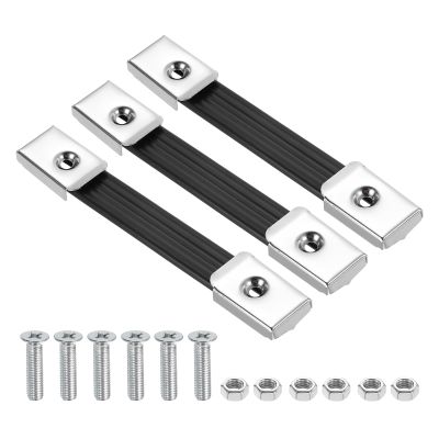 PATIKIL 3 Pieces 6.3 Inches Speaker Cabinet Strap Handles, Handle Pull Metal Caps Buckle Grasp Strap Hardware for Speaker Flight Case, Silver